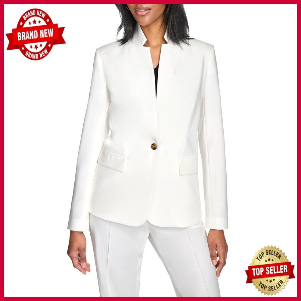 Wool Blend Blazer One Button Front Pocket Regular Fit V-Neck